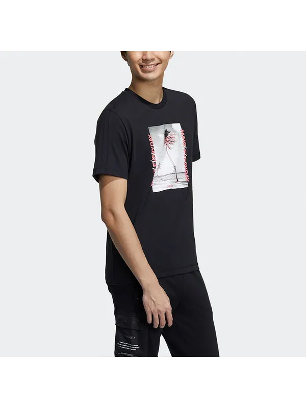 Футболка neo athleisure casual sports round neck short sleeve black Adidas — изображение 4 из 4, черный