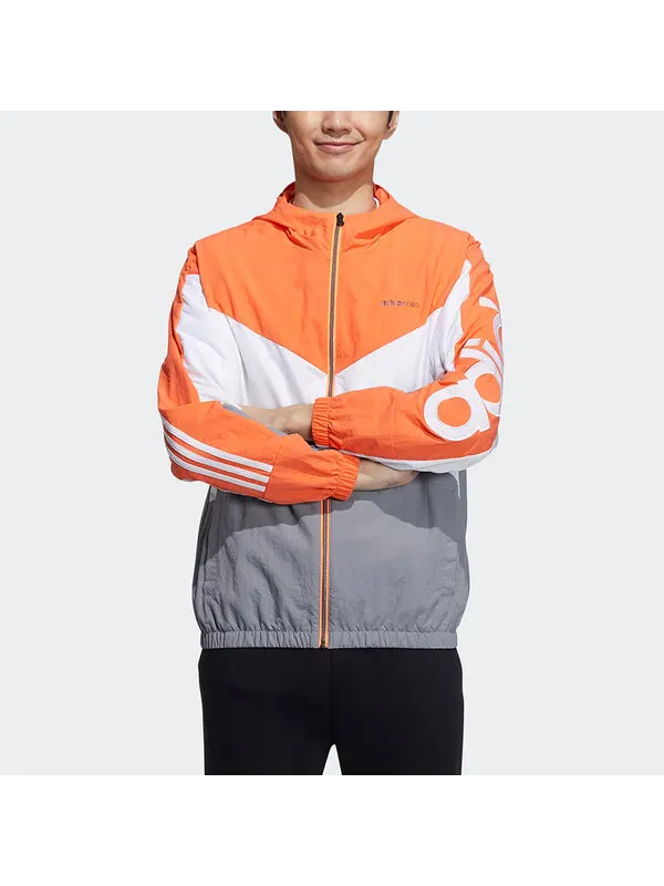 Куртка adidas neo M Cs Cb Wb Logo Embroidered Splicing Contrasting Colors Hooded Jacket Orange — изображение 2 из 4, желтый