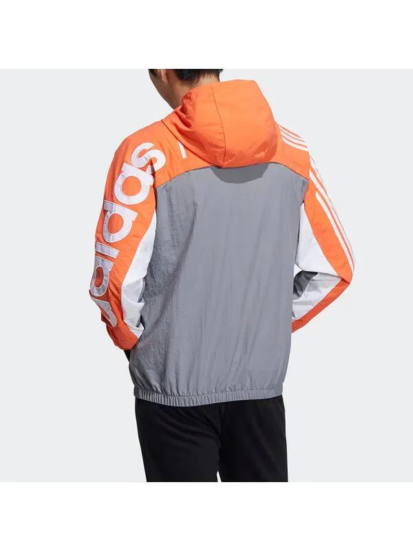 Куртка adidas neo M Cs Cb Wb Logo Embroidered Splicing Contrasting Colors Hooded Jacket Orange — изображение 3 из 4, желтый