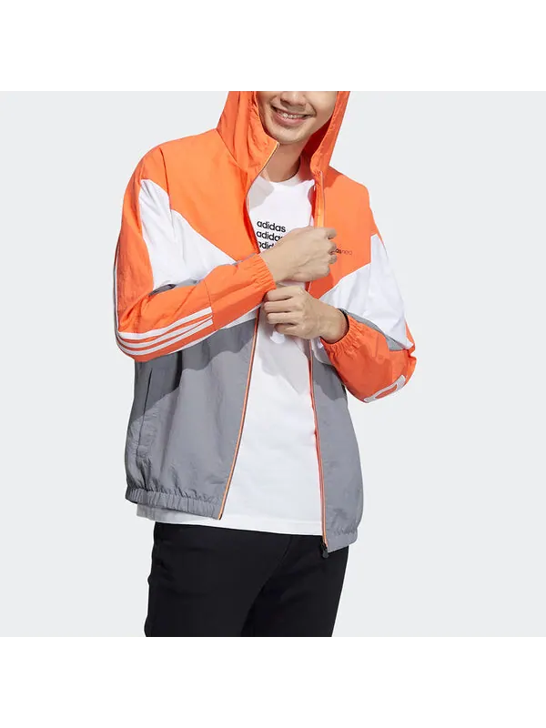 Куртка adidas neo M Cs Cb Wb Logo Embroidered Splicing Contrasting Colors Hooded Jacket Orange — изображение 4 из 4, желтый
