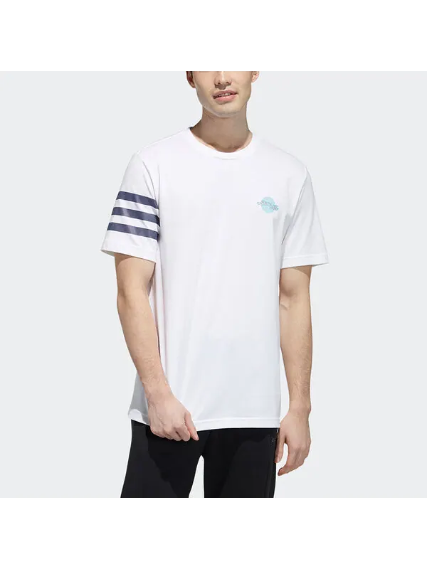 Футболка neo casual sports round neck short sleeve white Adidas — изображение 2 из 4, белый