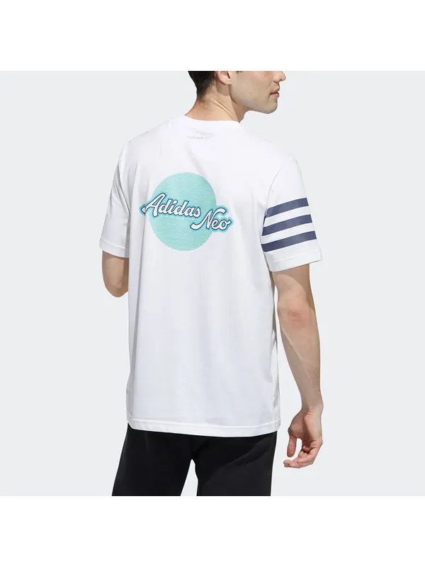 Футболка neo casual sports round neck short sleeve white Adidas — изображение 3 из 4, белый