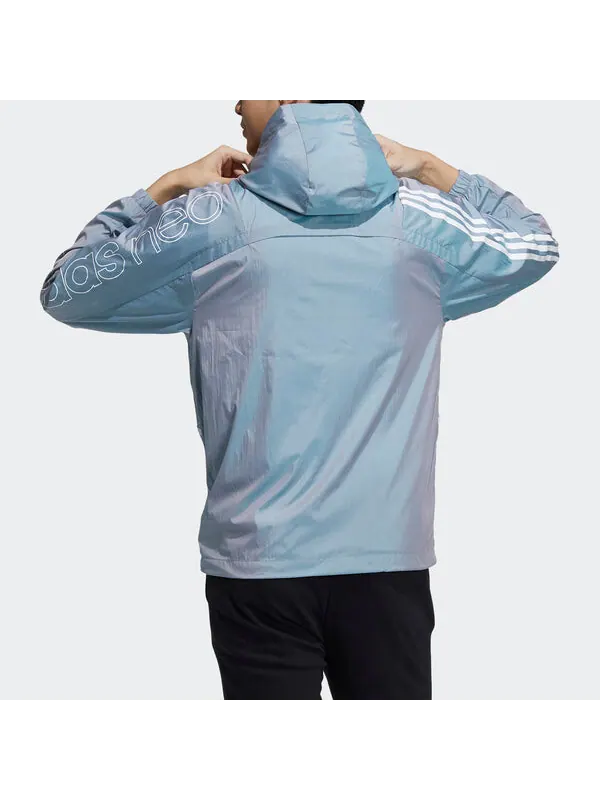 Куртка adidas neo M Hype Wb Q2 Casual Sports Hooded Jacket Blue — изображение 4 из 4, темный синий