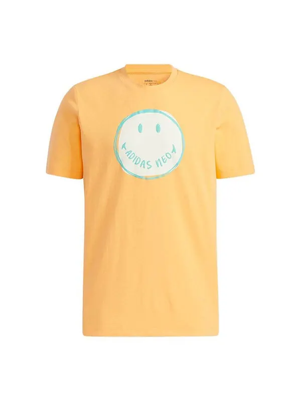 Футболка neo m smly tee 1 smiling face printing sports round neck short sleeve orange yellow Adidas — изображение 1 из 4