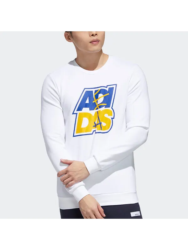 Толстовка adidas neo M FAV SW Alphabet Printing Sports Pullover White — изображение 3 из 4, белый