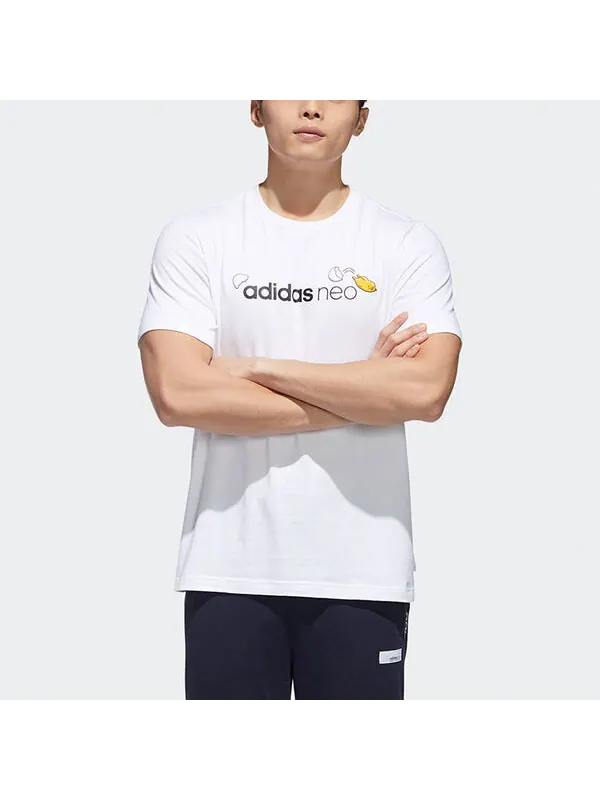 Футболка neo x yellow crossover logo printing round neck short sleeve white Adidas — изображение 3 из 4, белый