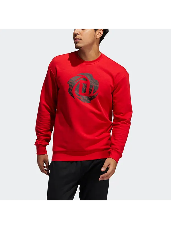 Толстовка adidas Rose Crew Basketball Sports Round-neck Hooded Shirt Men Light Red — изображение 3 из 4, красный
