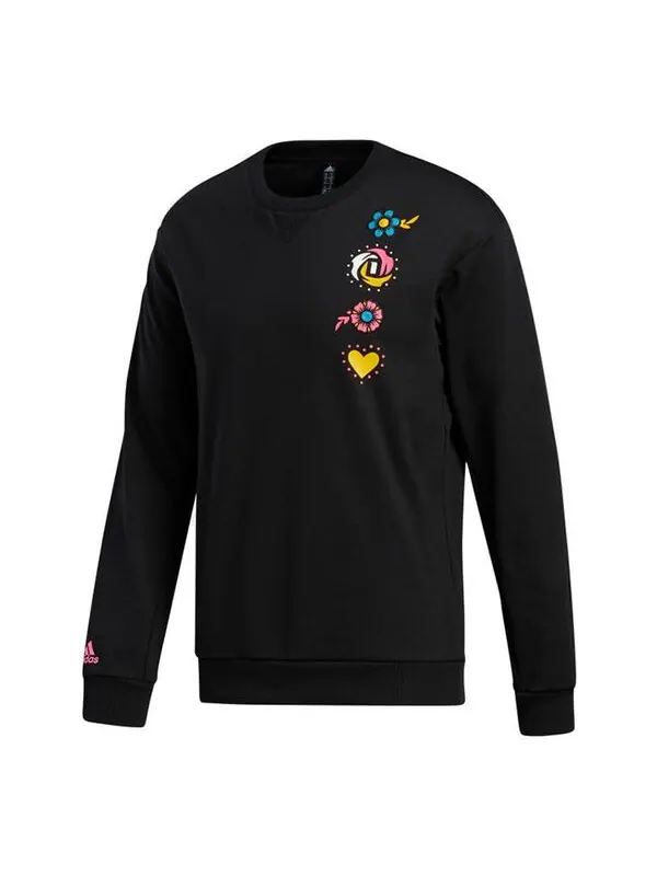 Толстовка printing round neck sports pullover black Adidas — изображение 1 из 4, черный