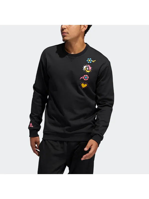 Толстовка printing round neck sports pullover black Adidas — изображение 3 из 4, черный