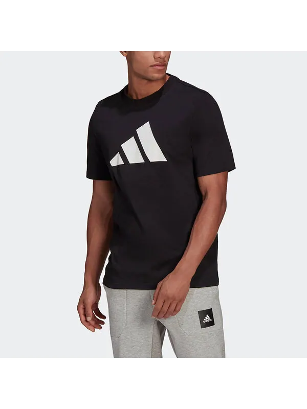 Футболка m fi tee bos a logo printing round neck sports short sleeve black Adidas — изображение 2 из 4, черный
