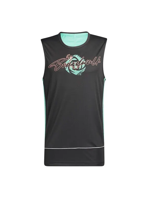 Спортивная футболка bw rose tank printing basketball sports vest black Adidas — изображение 1 из 4, черный