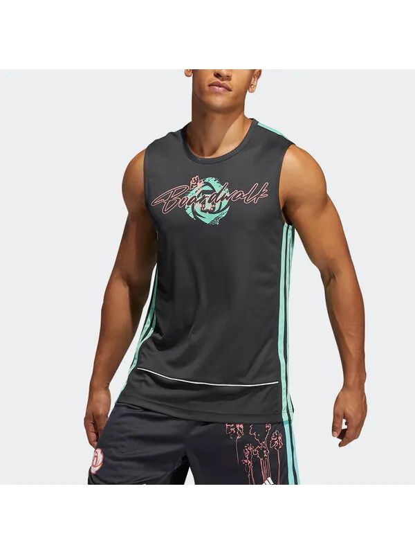 Спортивная футболка bw rose tank printing basketball sports vest black Adidas — изображение 2 из 4, черный