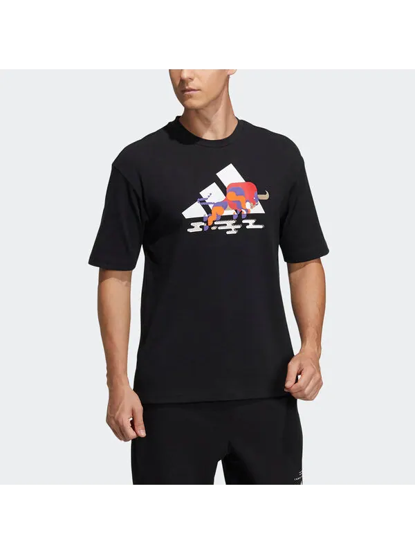 Футболка adidas CNY GFX T Subject Pattern Training Sports Short Sleeve Black — изображение 2 из 4, черный