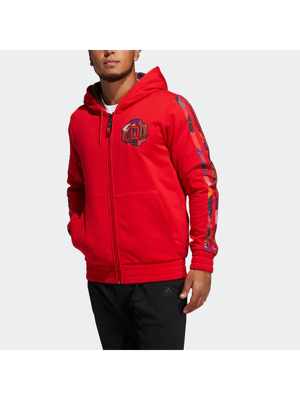 Куртка adidas Mic Rose Full-Zip Hooded Sweatshirt Red — изображение 2 из 4, светлый красный