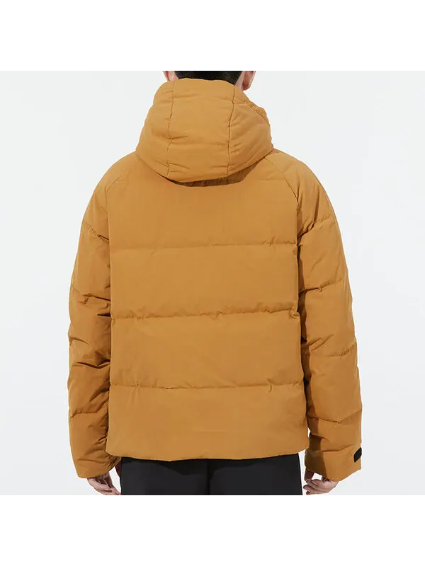 Пуховик Men's adidas Big Baffle Jkt Casual Sports Zipper Cardigan Hooded Down Jacket Turmeric — изображение 4 из 4, желтый
