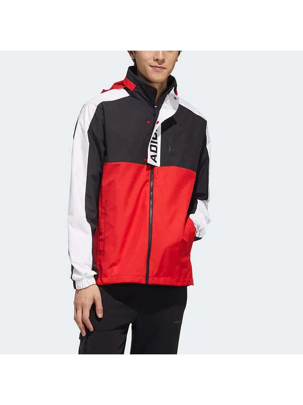 Куртка adidas neo hooded Zipper Colorblock Sports Jacket Red — изображение 3 из 4, светлый красный