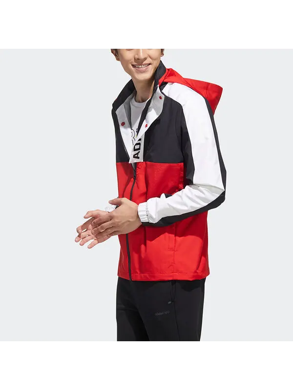 Куртка adidas neo hooded Zipper Colorblock Sports Jacket Red — изображение 4 из 4, светлый красный