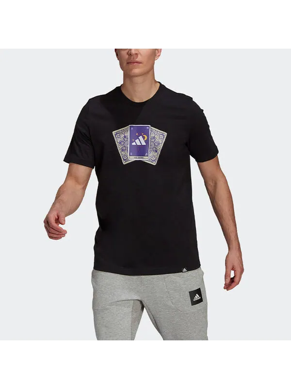 Футболка tarot bos m печать спортивные круглый вырез короткий рукав Adidas — изображение 2 из 4, черный