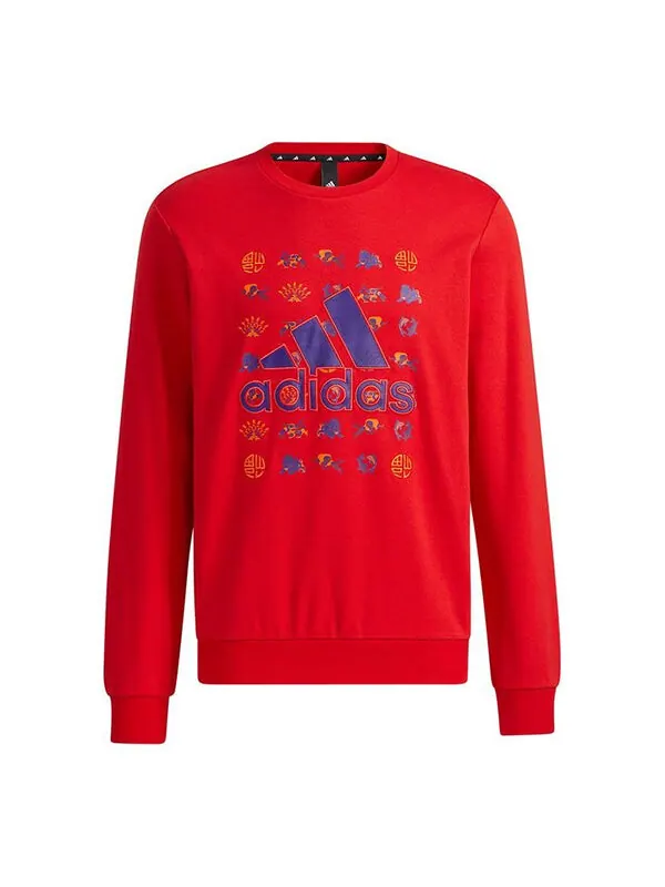 Толстовка Men's adidas Cny Gfx Swt Un Logo Printing Round Neck Pullover Sports Red — изображение 1 из 3, светлый красный