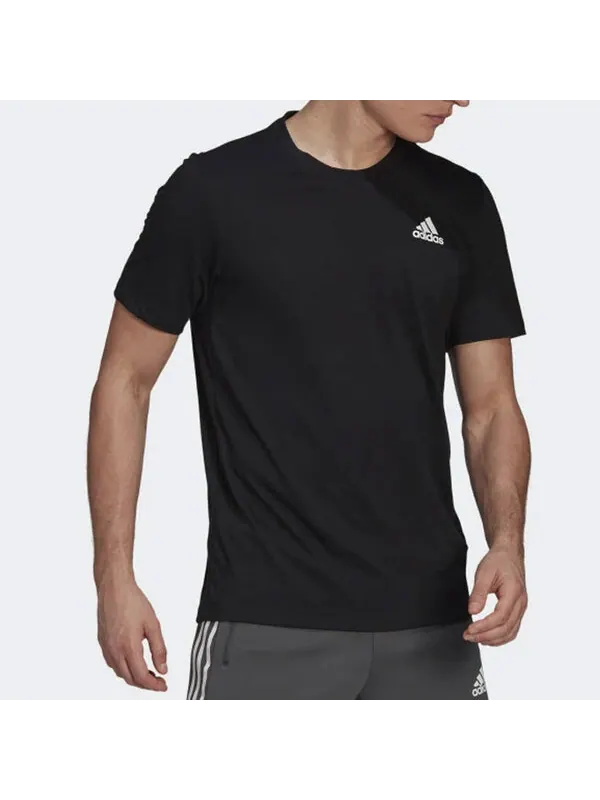Футболка adidas Solid Color Logo Round Neck Pullover Short Sleeve Black — изображение 4 из 4, мульти