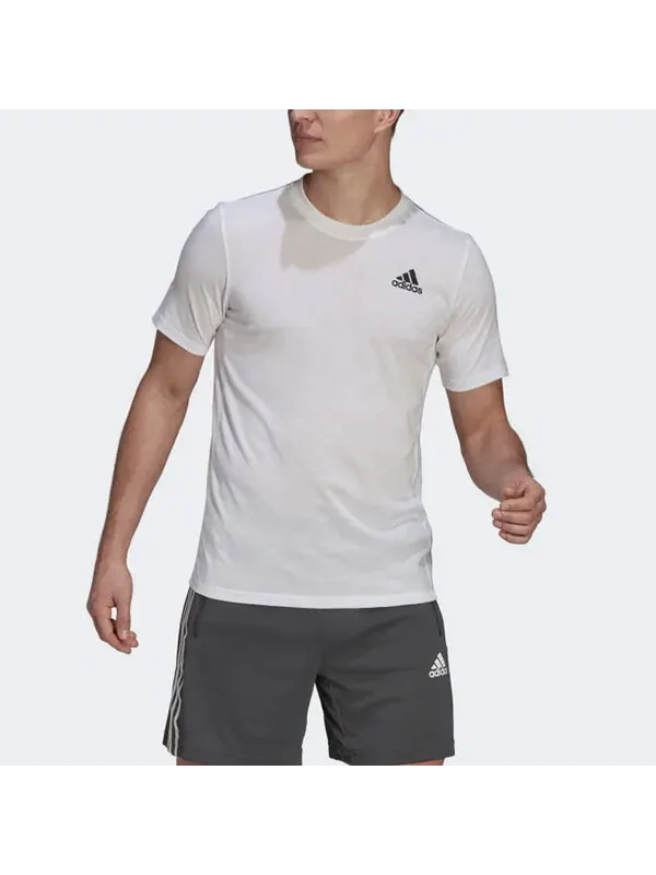 Футболка adidas Solid Color logo Sports Short Sleeve White — изображение 2 из 4, мульти