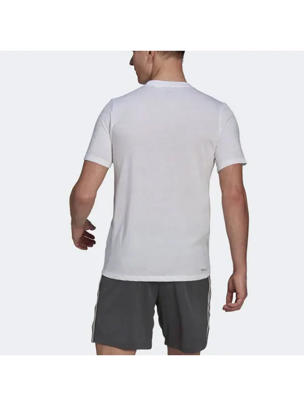 Футболка adidas Solid Color logo Sports Short Sleeve White — изображение 3 из 4, мульти