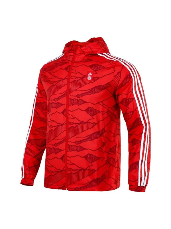 Куртка Men's adidas Soccer/Football Training Windproof Quick Dry Casual Woven Hooded Jacket Red — изображение 1 из 4, красный