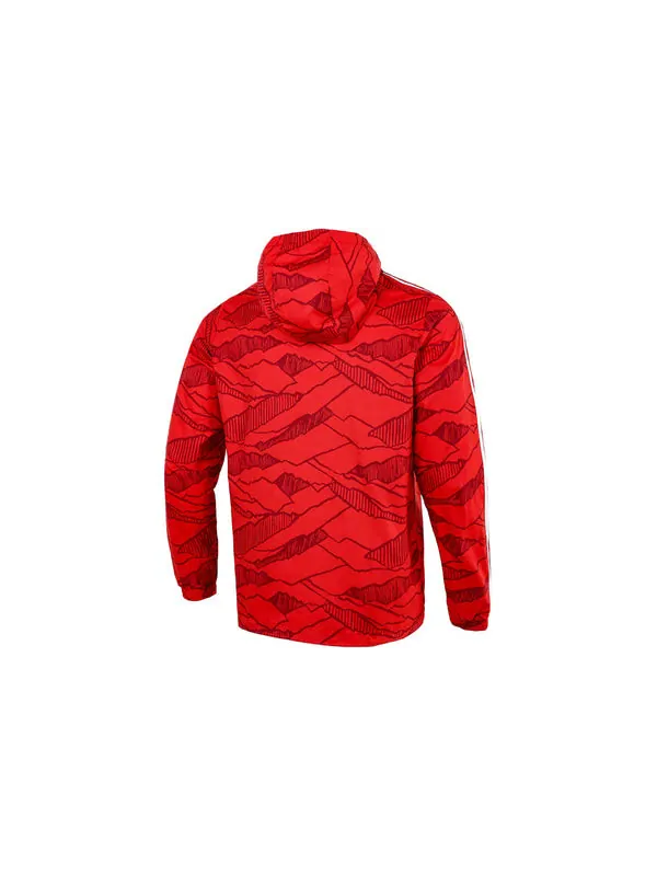 Куртка Men's adidas Soccer/Football Training Windproof Quick Dry Casual Woven Hooded Jacket Red — изображение 2 из 4, красный