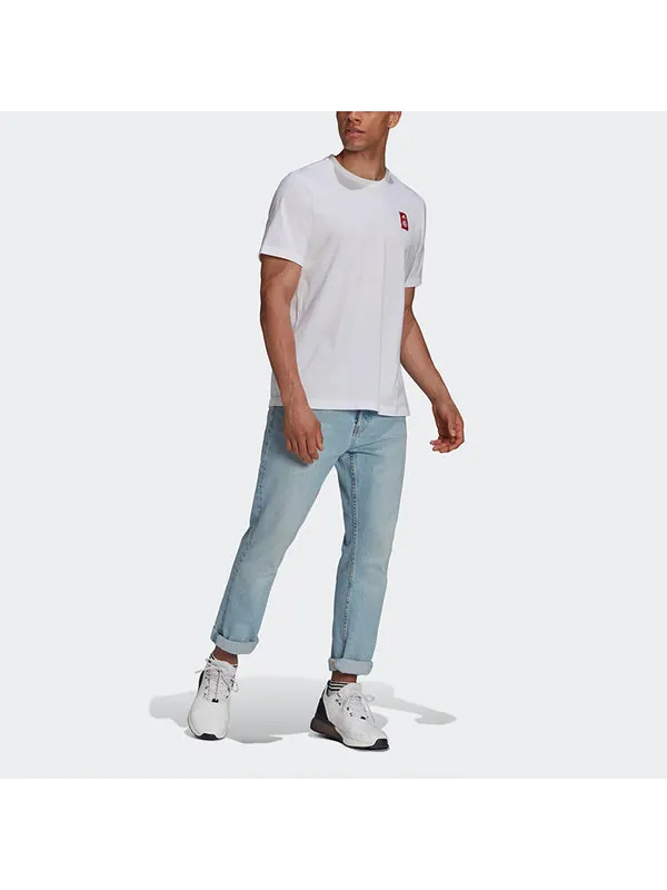 Футболка fcb str tee alphabet printing soccer/football sports short sleeve white Adidas — изображение 3 из 4, белый