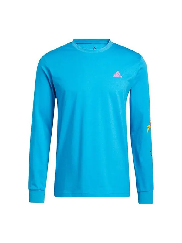Толстовка adidas Solid Color Round Neck Printing Sports Basketball Long Sleeves Blue — изображение 1 из 4, синий