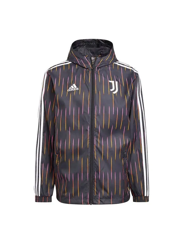 Куртка adidas Juve Windbreakr Juventus Soccer/Football Training Sports hooded Logo Jacket Black — изображение 1 из 4, черный