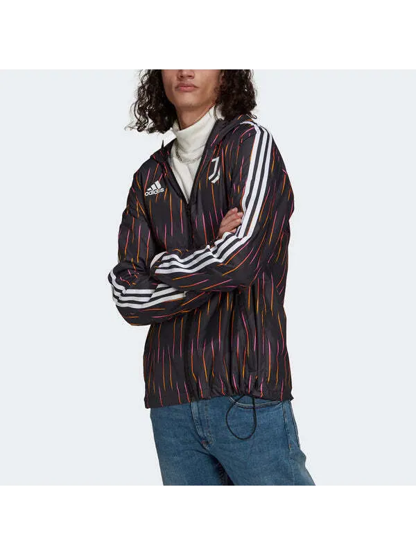 Куртка adidas Juve Windbreakr Juventus Soccer/Football Training Sports hooded Logo Jacket Black — изображение 3 из 4, черный