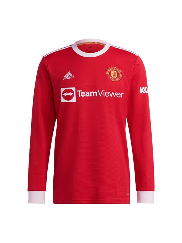 Футболка manchester united 21 22 домашняя футболка с длинным рукавом Adidas — изображение 1 из 4, красный