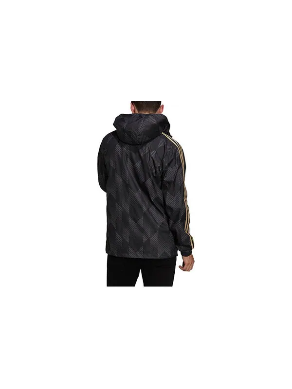 Куртка adidas Full Print Geometry Pattern Stripe Printing Logo Hooded Jacket Black — изображение 2 из 3, мульти