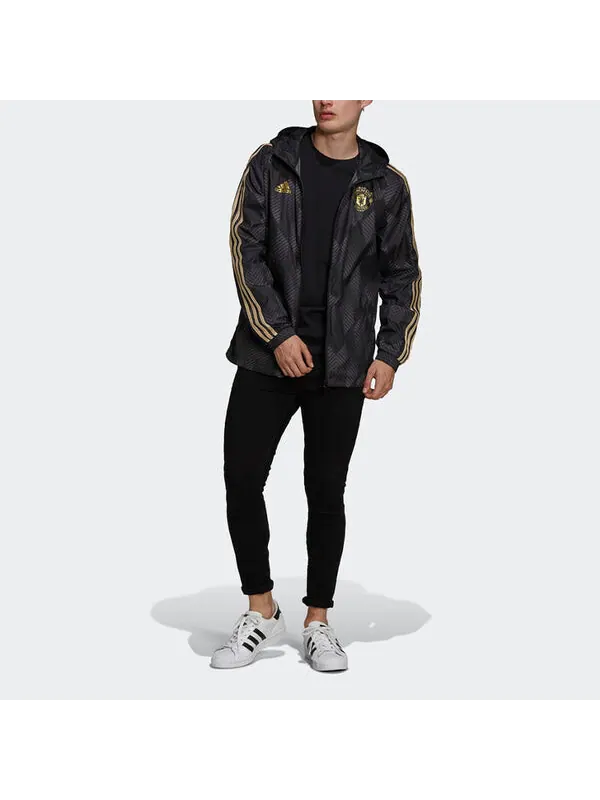 Куртка adidas Full Print Geometry Pattern Stripe Printing Logo Hooded Jacket Black — изображение 3 из 3, мульти