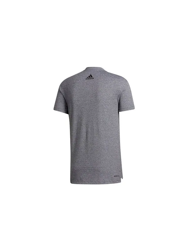 Футболка three-bar tee logo printing short sleeve black Adidas — изображение 2 из 4, черный