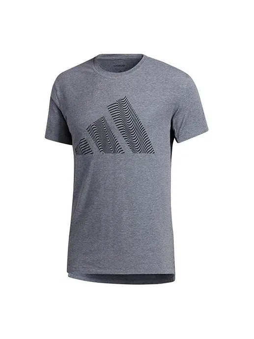 Футболка three-bar tee logo applique short-sleeve tee men blue Adidas — изображение 1 из 4, синий