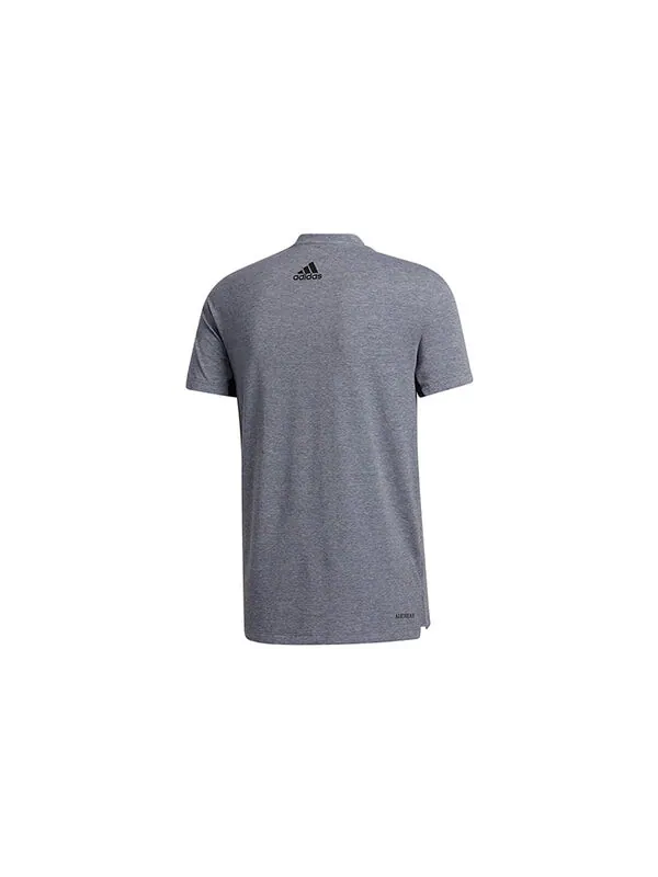 Футболка three-bar tee logo applique short-sleeve tee men blue Adidas — изображение 2 из 4, синий