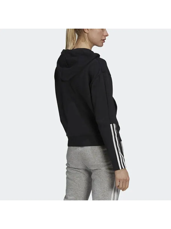 Толстовка Essentials свободного кроя с 3 полосками и молнией по всей длине Adidas — изображение 3 из 4, черный