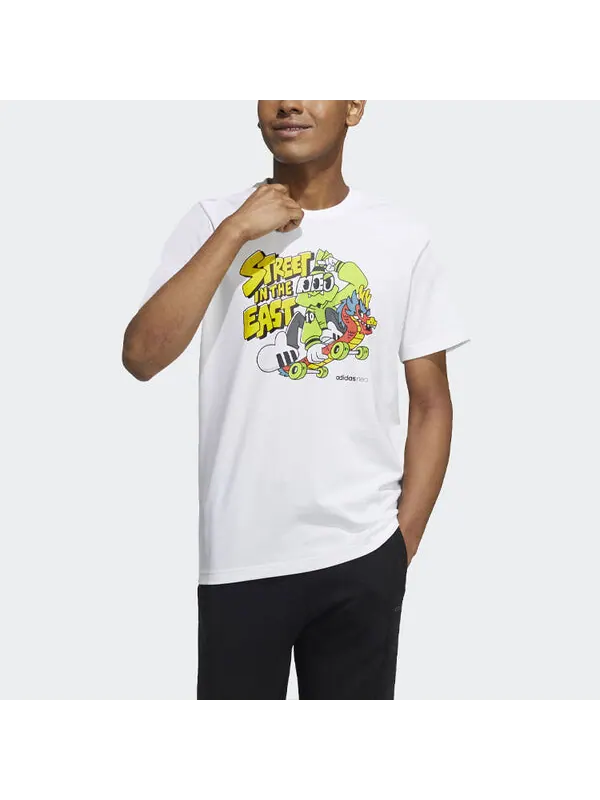 Футболка neo m freye tee 1 мультяшный принт спортивный короткий рукав Adidas — изображение 2 из 4, белый