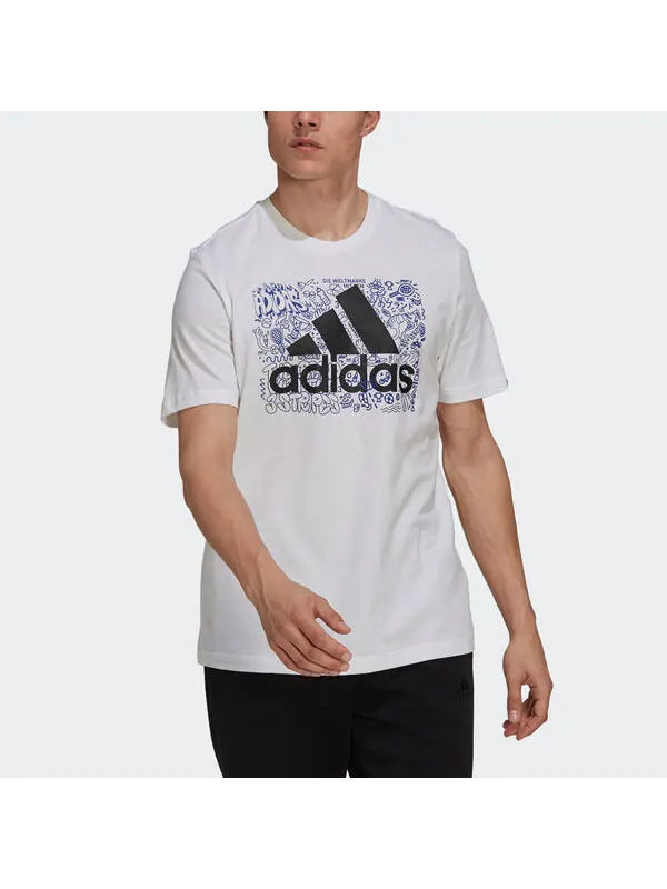 Футболка m ddlbmb l t graffiti printing logo sports short sleeve white Adidas — изображение 3 из 4, белый