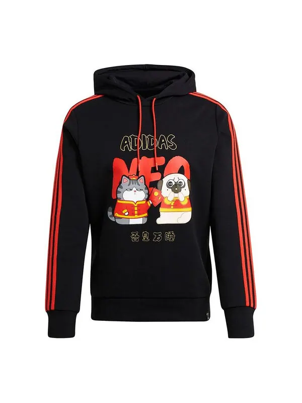 Толстовка Men's adidas neo x Crossover Cny Ww Hdy Cartoon Printing Sports Pullover Black — изображение 1 из 4, черный