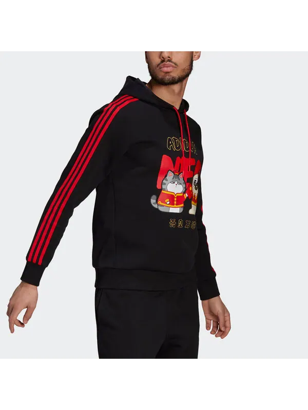 Толстовка Men's adidas neo x Crossover Cny Ww Hdy Cartoon Printing Sports Pullover Black — изображение 4 из 4, черный