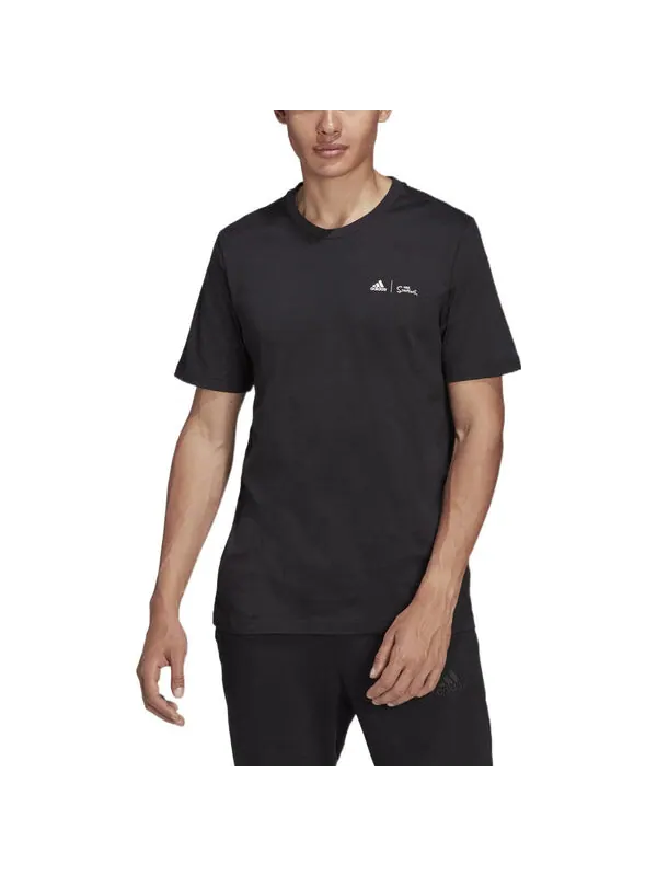 Футболка Men's adidas Cartoon Skateboard Juvenile Logo Printing Round Neck Short Sleeve Black — изображение 2 из 4, мульти
