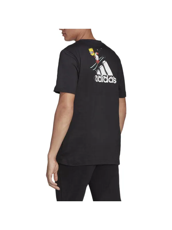 Футболка Men's adidas Cartoon Skateboard Juvenile Logo Printing Round Neck Short Sleeve Black — изображение 4 из 4, мульти