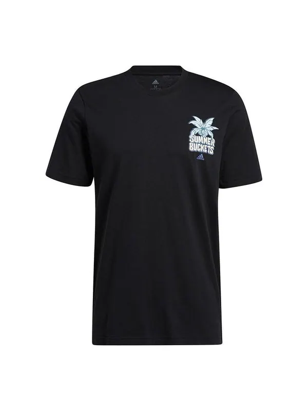 Футболка summer bck printing basketball sports short sleeve black Adidas — изображение 1 из 4, черный