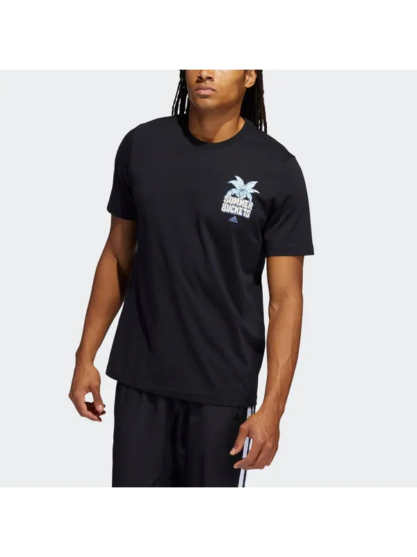 Футболка summer bck printing basketball sports short sleeve black Adidas — изображение 2 из 4, черный