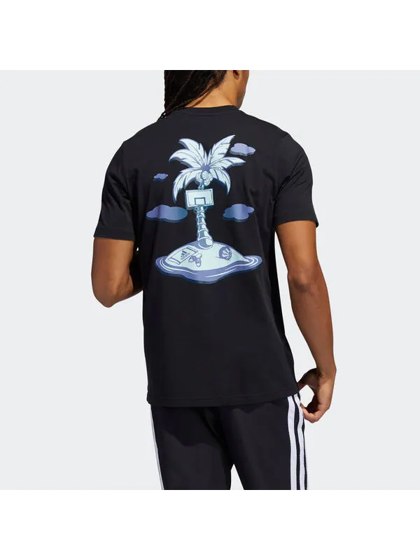 Футболка summer bck printing basketball sports short sleeve black Adidas — изображение 3 из 4, черный