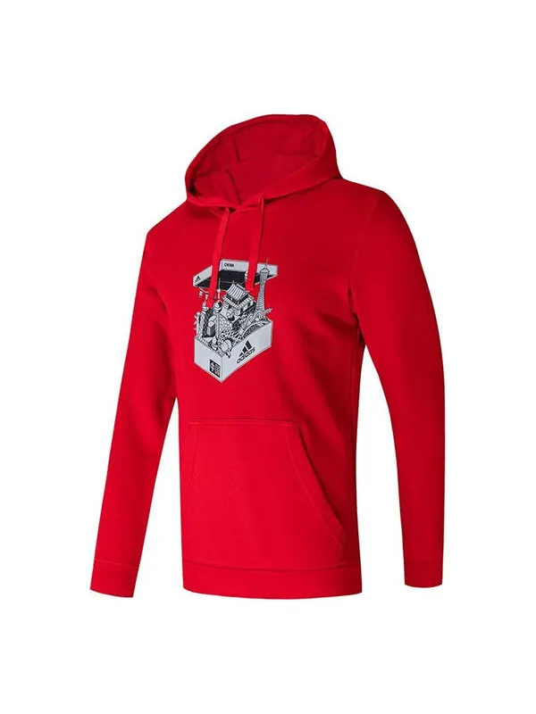 Толстовка Men's adidas Solid Color Hooded Sports Red — изображение 1 из 2, красный