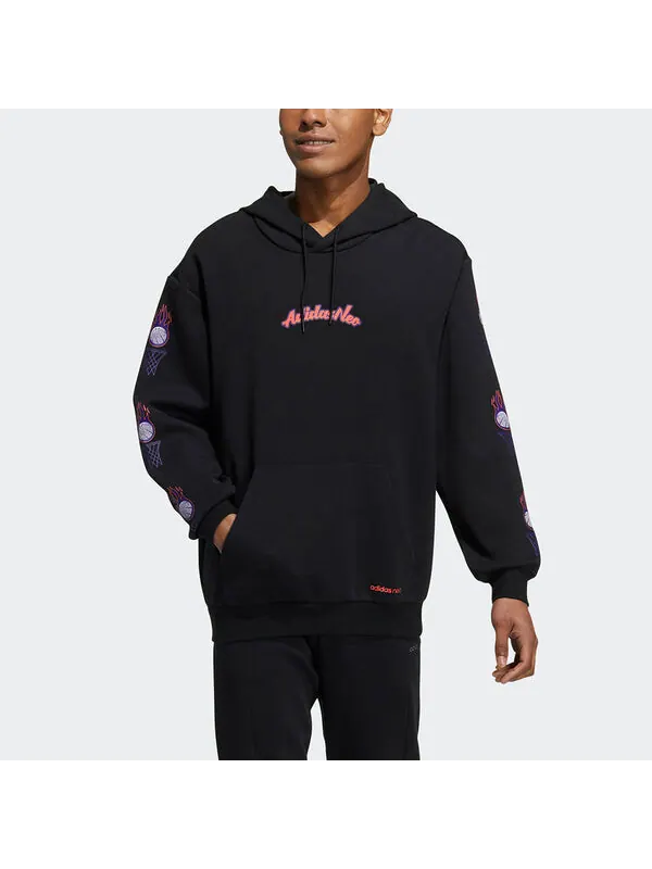 Толстовка adidas neo M Ssfv2 Basketball Printing Sports Pullover Black — изображение 2 из 4, черный